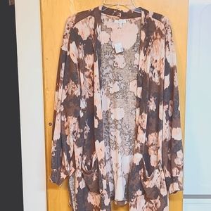 Maurices Fall Blush and Brown Cardigan